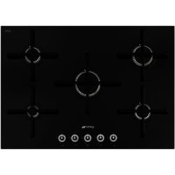 Smeg PV175CN 72cm Linea Gas on Glass Hob  Black Glass Ceramic Straight Edge